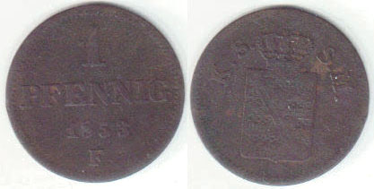 1853 Germany State 1 Pfennig (Saxony) A000985